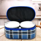 Set of three stainless steel lunch containers with a thermal carry bag.