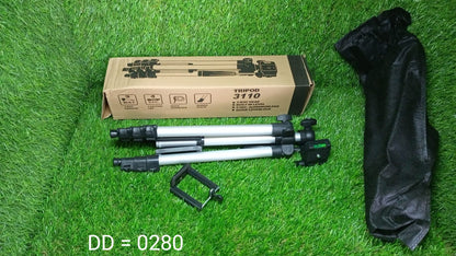 All components of the Gambit camera tripod displayed, including the tripod and its carrying bag.
