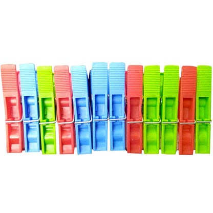 Assorted colour cloth clips neatly arranged, ready for versatile home use.