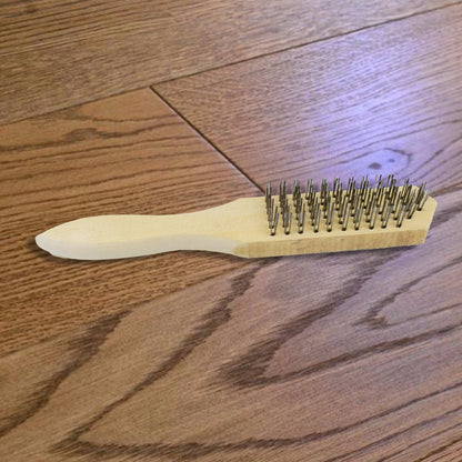 The steel wire brush on a clean white background, highlighting its design.