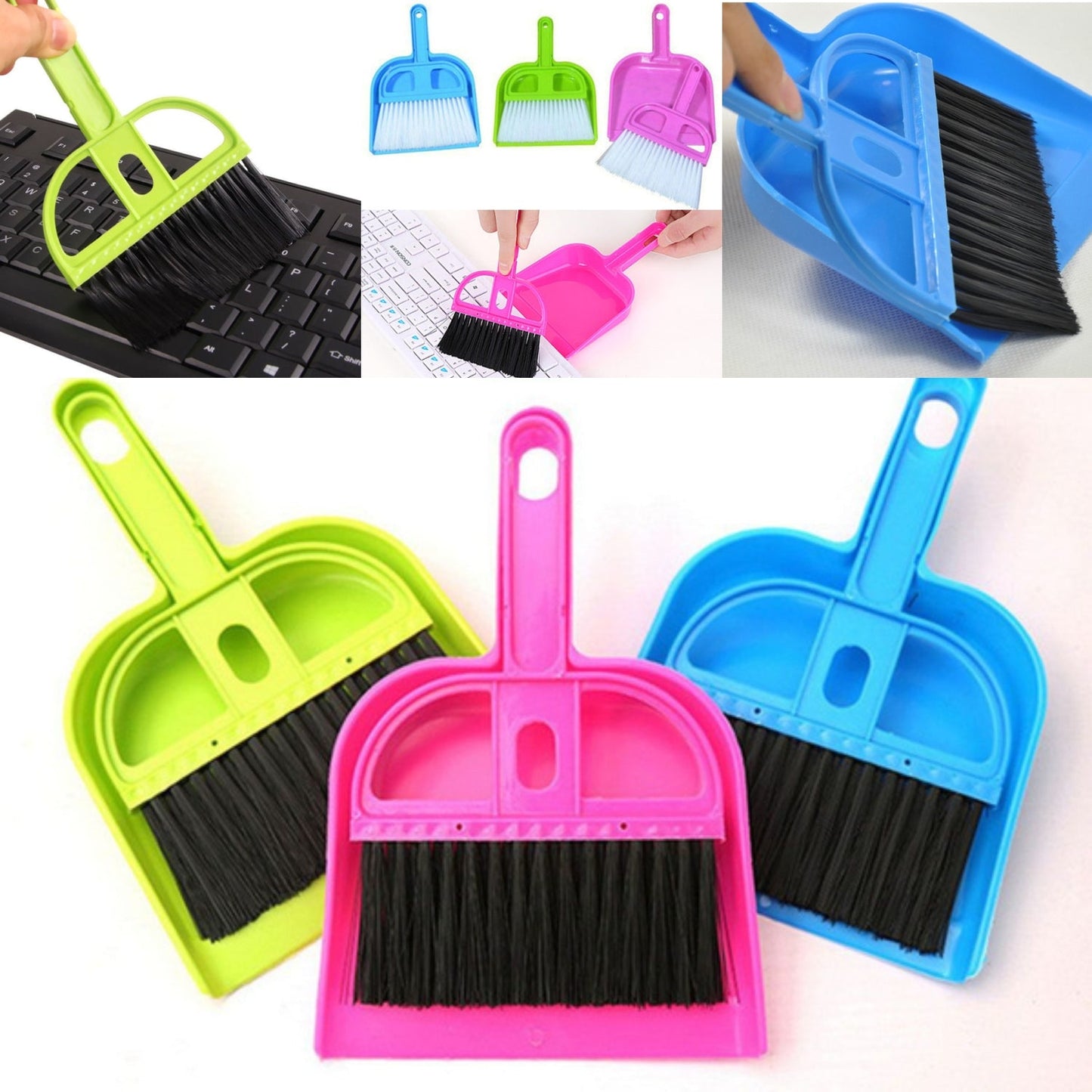 Velvet Wipe mini dustpan and brush set for quick kitchen cleanups.