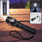 USB rechargeable LED flashlight with adjustable zoom and high brightness beam