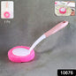 Kitchen dish scrubber brush with ergonomic long handle and soft round sponge head