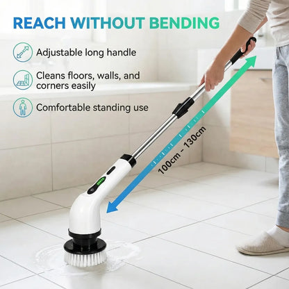 Wireless electric scrubber brush with seven brush attachments for deep cleaning