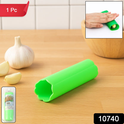 Premium silicone garlic peeler tube on white background