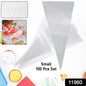 Disposable piping bag with icing and nozzle for cake decorating