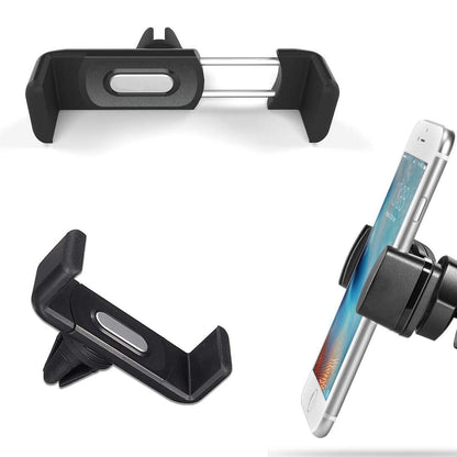 Close-up of the robust clip mechanism of the universal car phone holder.