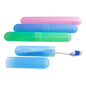 Clear plastic toothbrush travel case for hygienic storage on trips.