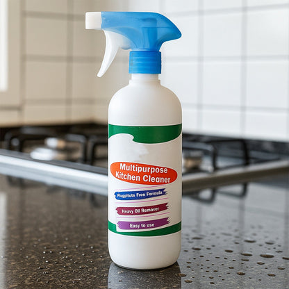 CookAura Kitchen Cleaner Spray 500ml bottle for oil and grease removal.