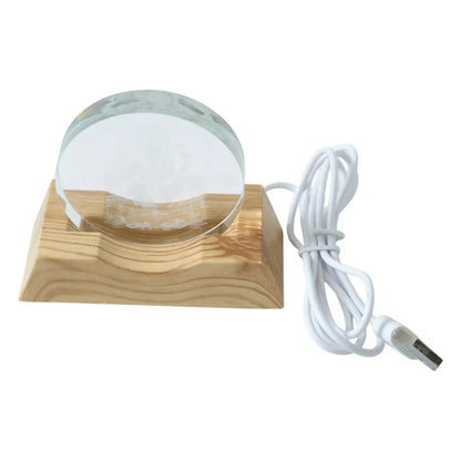 Side view of 3D Lord Ganesha LED night lamp with solid wooden base