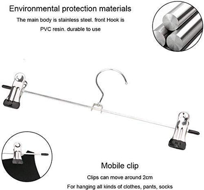Detail of an adjustable anti-rust hanger clip and 360-degree swivel hook.
