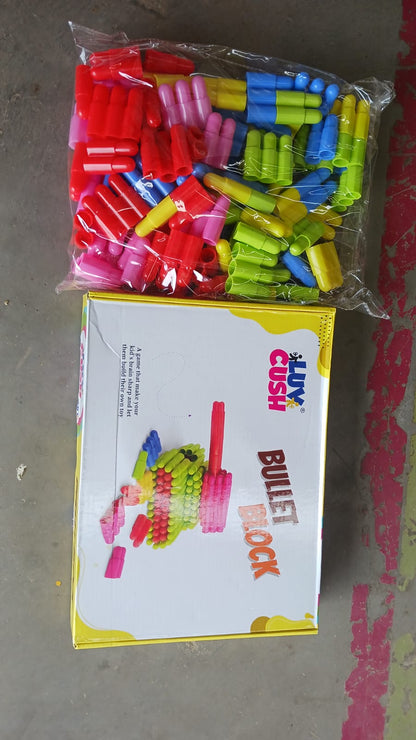 Assortment of colorful bullet blocks ready for creative play.