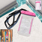 Main image of pink waterproof mobile pouch cover with lanyard