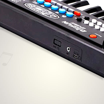 Side view showing various ports on the kids musical keyboard.