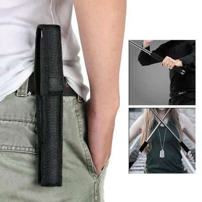 Detailed view of the collapsible defense stick in its extended form.