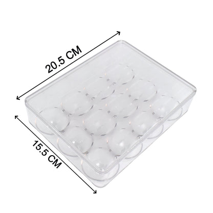 Multiple Organivo egg storage boxes stacked neatly inside a fridge.