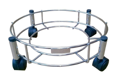 Heavy-duty stainless steel gas cylinder trolley with locking castor wheels