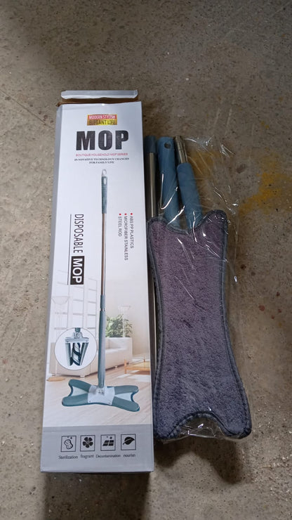 Hands-free microfiber mop with a 360° rotating head, perfect for thorough cleaning.