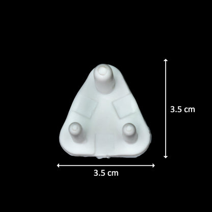 Multiple white electrical socket covers arranged neatly, highlighting the 100-piece pack.