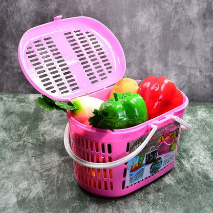 Durable multipurpose basket shown holding fruits, suitable for picnics.