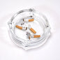 Crystal glass ashtray with a unique faceted design, ideal for cigars and cigarettes.