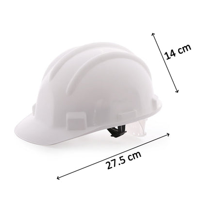 Side profile of a heavy-duty construction safety helmet, designed for maximum impact resistance in hazardous environments.