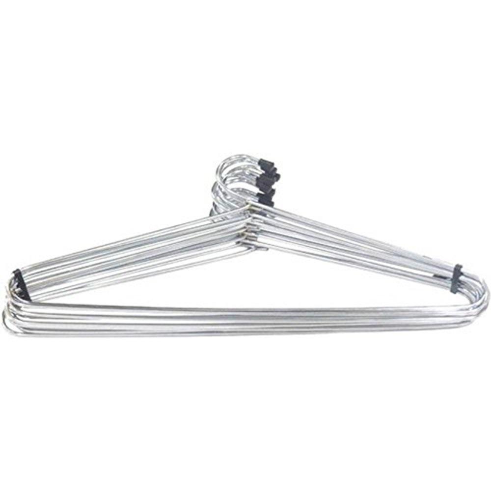 Set of 12 stainless steel cloth hangers neatly arranged, showcasing their sleek design.