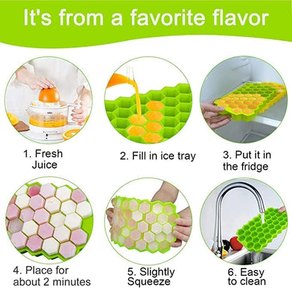Honeycomb silicone ice cube tray for quick freezing and easy release.