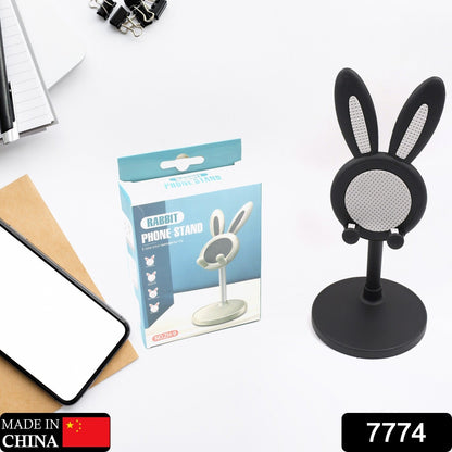 Kawaii Bunny Phone Stand holding a smartphone, ideal as a desk accessory.
