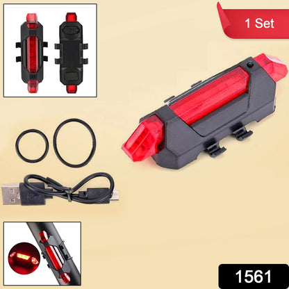 Close-up of red LED bicycle tail light attached to seat post for visibility