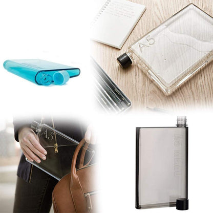 The ultra-slim A5 Notebook Water Bottle, perfect for portable hydration on the go.