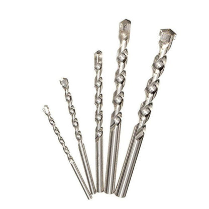 An arrangement of the multicolor metal drill bits, a 5-piece set for precision work.