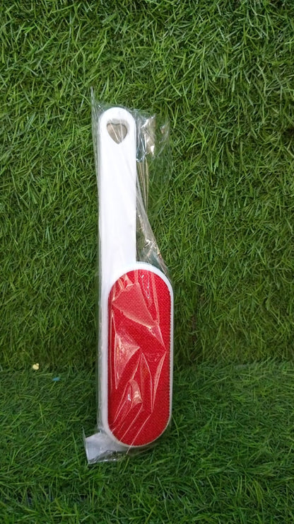 Close-up of the pet hair remover brush bristles, showing collected fur.