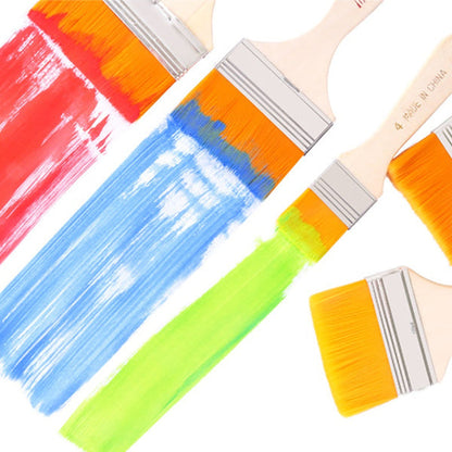 A flat paint brush being used to create a vibrant watercolor painting, demonstrating its smooth application.
