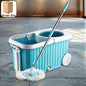 Spin Mop with 360° rotating microfiber head and stainless steel spinner with large bucket