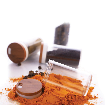 Detailed shot of the Ganesh 12-jar revolving spice rack, emphasizing its easy-access design.