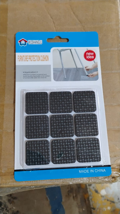A square furniture pad clearly showing its strong adhesive backing for easy stick.