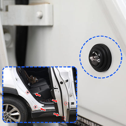 Multiple car door protection stickers applied to various vulnerable points on a vehicle.