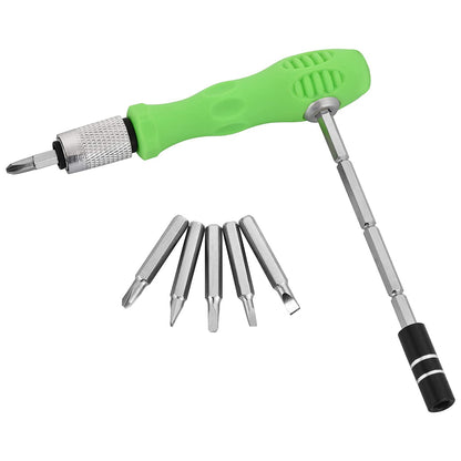 Magnetic flexible rod bending to access hard-to-reach screws.