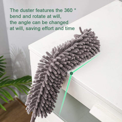 Extendable Microfiber Fan Duster shown at full length, ideal for high reach.