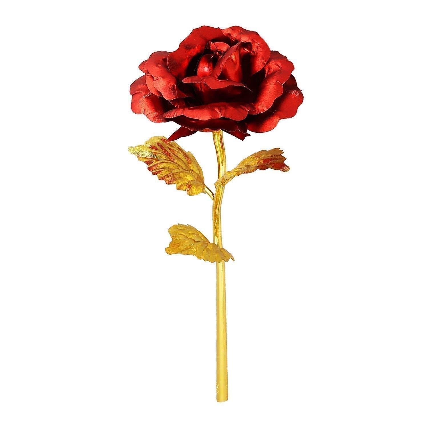 A 10-inch artificial golden rose showcasing its delicate design.