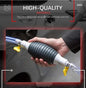 Portable fuel transfer pump kit with hoses and bulb, ready for petrol and diesel siphoning.