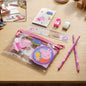 Kids school stationery kit with pencils, eraser, sharpener, ruler and pouch (1 set)