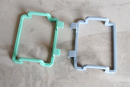 Versatile holder for plastic garbage bags, ready for use.