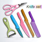 Professional 6Pc Kitchen Knife Set with corrugated stainless steel blades displayed