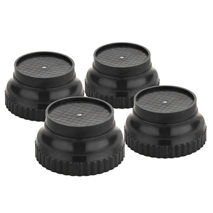 Close-up of a durable black plastic appliance stand leg, showing its sturdy design.
