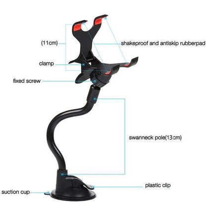 Close-up of the Car Phone Holder's secure clamp mechanism.