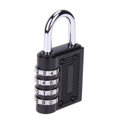 A hand demonstrating the compact size of the 4-digit combination lock.