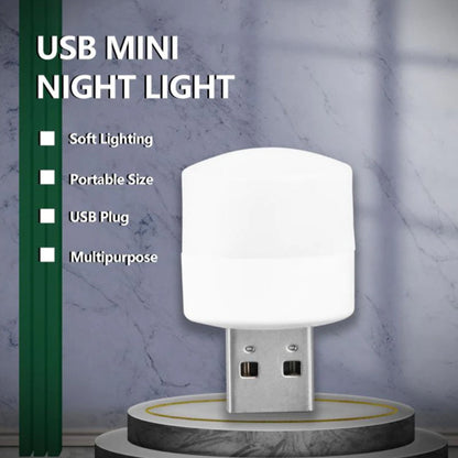 Versatile USB LED night light plugged into a power bank for outdoor use.