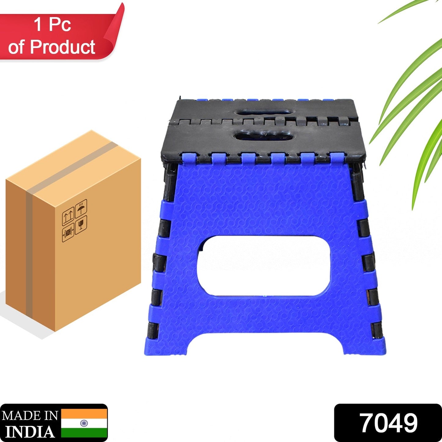 Sturdy plastic folding step stool ideal for kitchen use by adults.